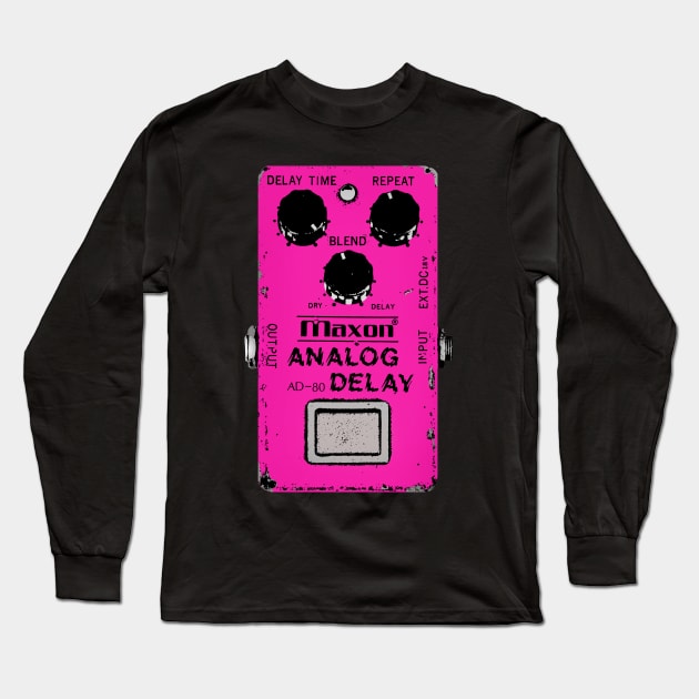Maxon Analog Delay Pedal Guitar FX Fan Art Design Long Sleeve T-Shirt by DankFutura